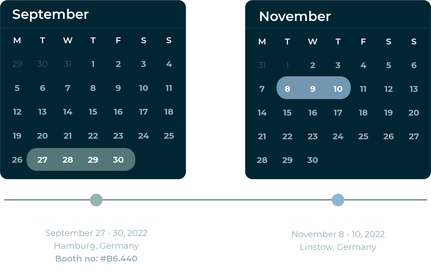 Event calendar for november and september