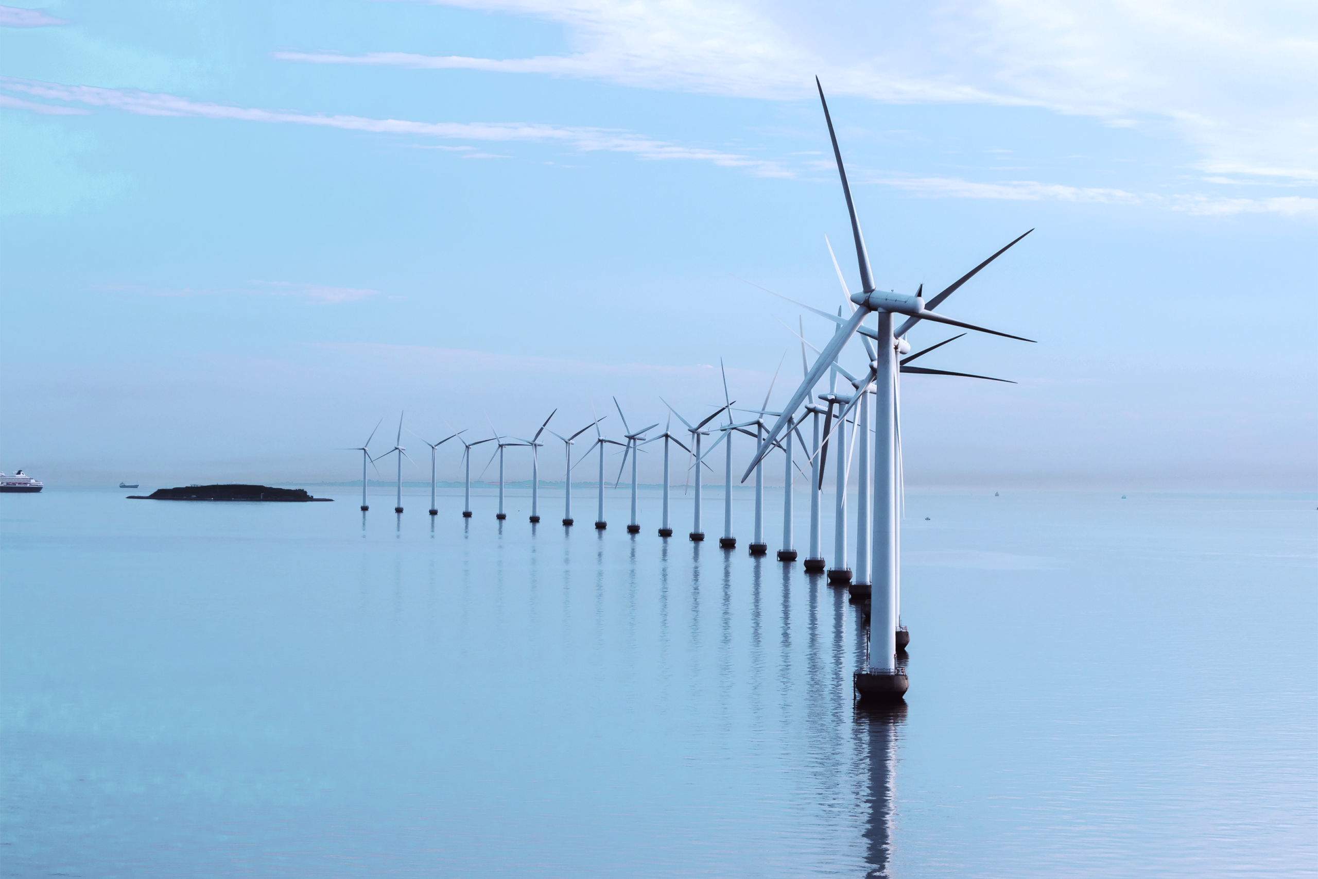 offshore wind park, wind turbines in the ocean